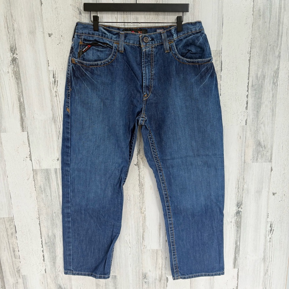 Ariat Men’s Size 36X30 Loose Fit Straight Leg FR M3 Blue Denim Jeans
